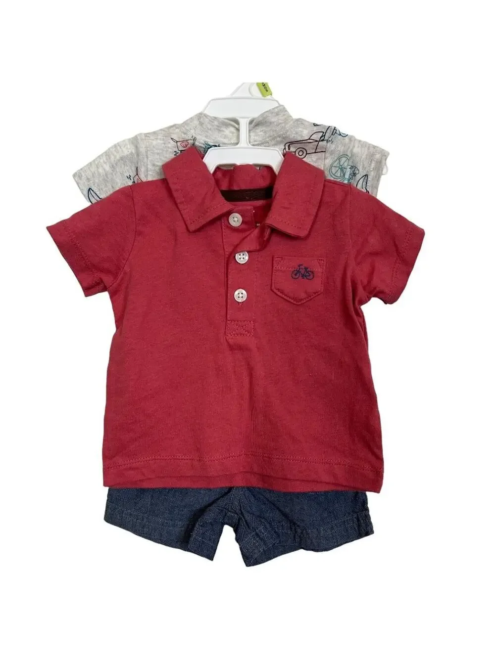 Carter's Sz 3M 3-Piece Shorts Set One Piece and Shirt Set Dinosaurs Cars